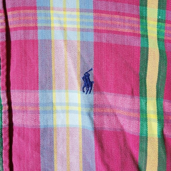 Ralph Lauren Pink Plaid Long Sleeve Button Down Shirt Size Medium 100% Cotton - Picture 8 of 15